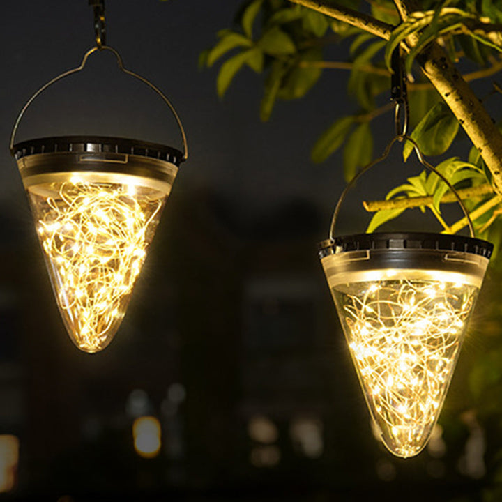 Modern Minimalist Solar Waterproof Cone Filigree PC ABS LED Pendelleuchte Für Garten | Karnz