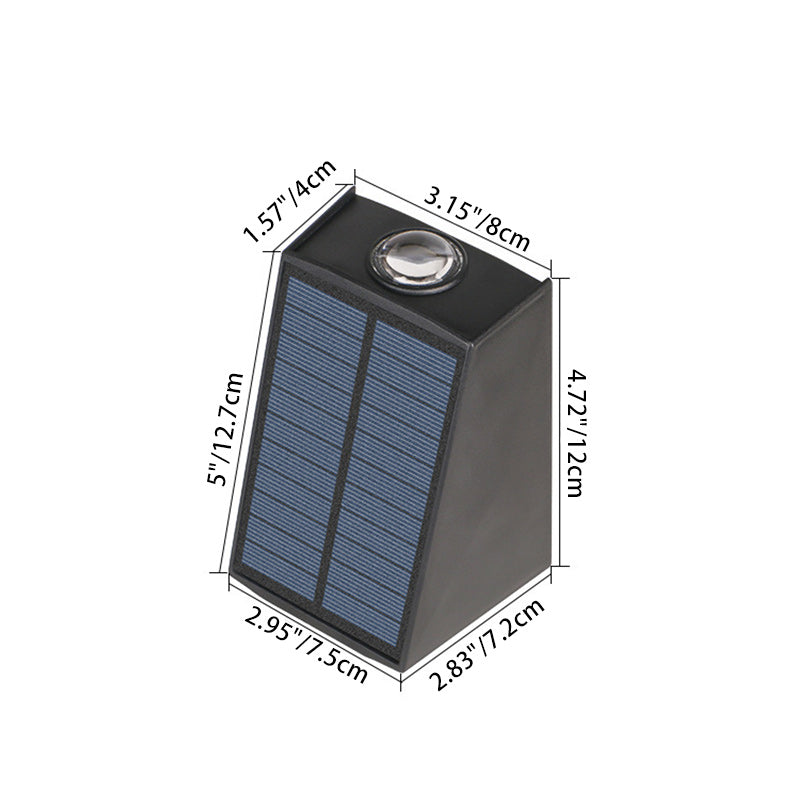 Moderner Minimalistischer Solar Wasserfester Trapezförmiger Rechteckiger ABS PVC LED Außenwandleuchten Lampe Für Garten | Karnz