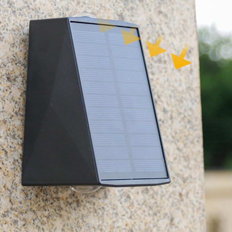 Moderner Minimalistischer Solar Wasserfester Trapezförmiger Rechteckiger ABS PVC LED Außenwandleuchten Lampe Für Garten | Karnz