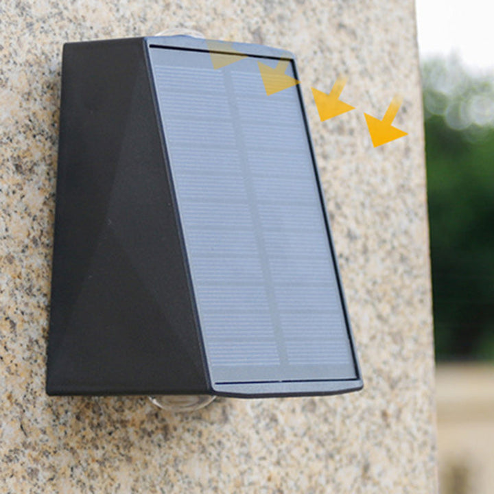 Moderner Minimalistischer Solar Wasserfester Trapezförmiger Rechteckiger ABS PVC LED Außenwandleuchten Lampe Für Garten | Karnz