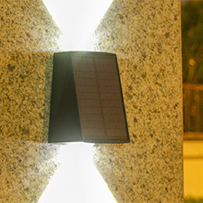 Moderner Minimalistischer Solar Wasserfester Trapezförmiger Rechteckiger ABS PVC LED Außenwandleuchten Lampe Für Garten | Karnz