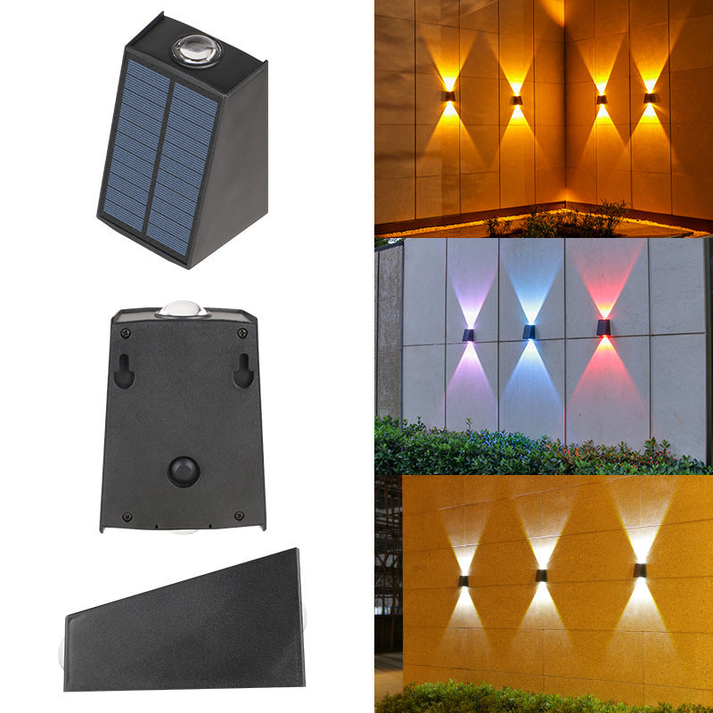 Moderner Minimalistischer Solar Wasserfester Trapezförmiger Rechteckiger ABS PVC LED Außenwandleuchten Lampe Für Garten | Karnz