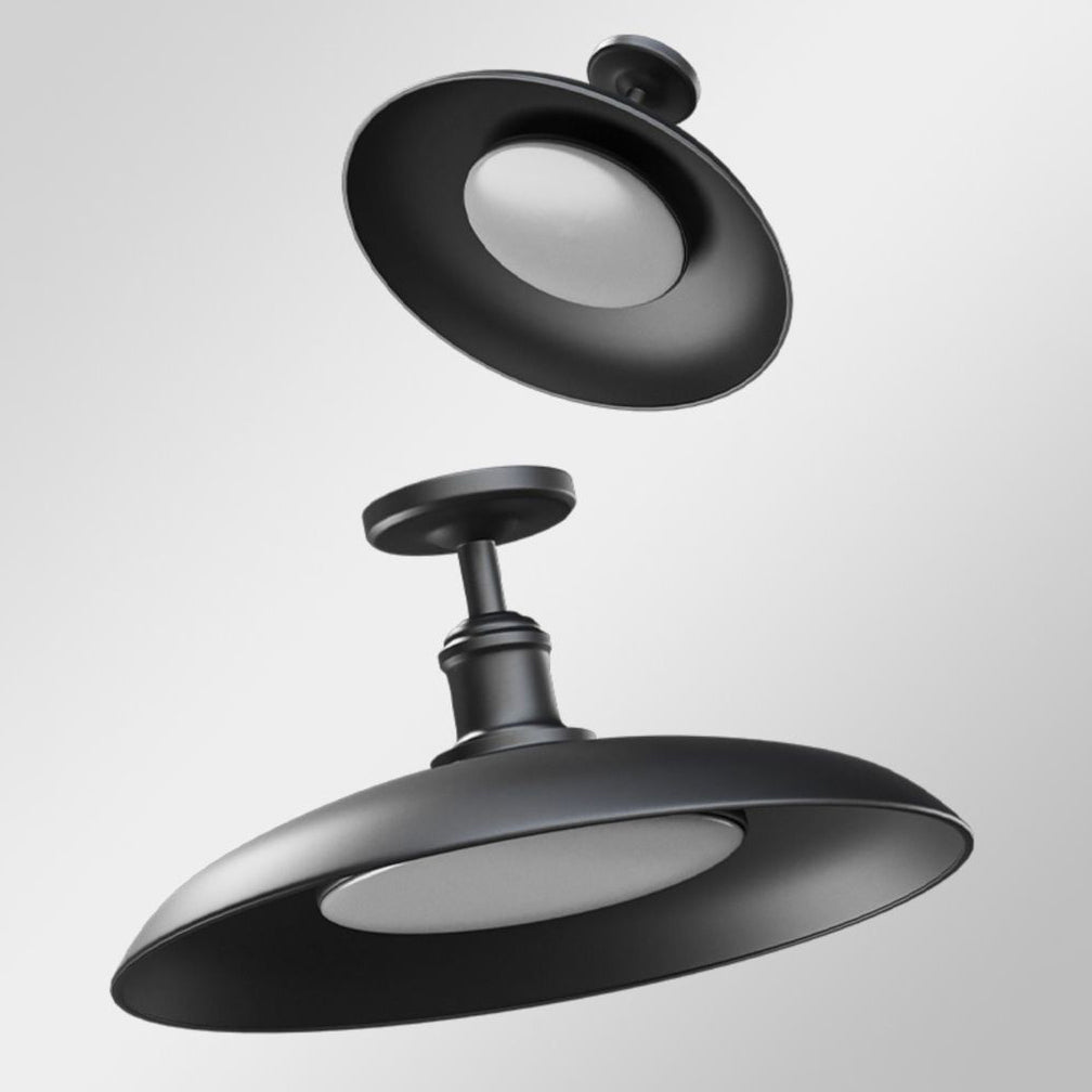 Traditionelle Vintage wasserdichte ausgestellte Zylinder-Scheibenbasis Eisen 1-Licht Semi-Flush Mount Deckenleuchte für Außenpatio | Karnz