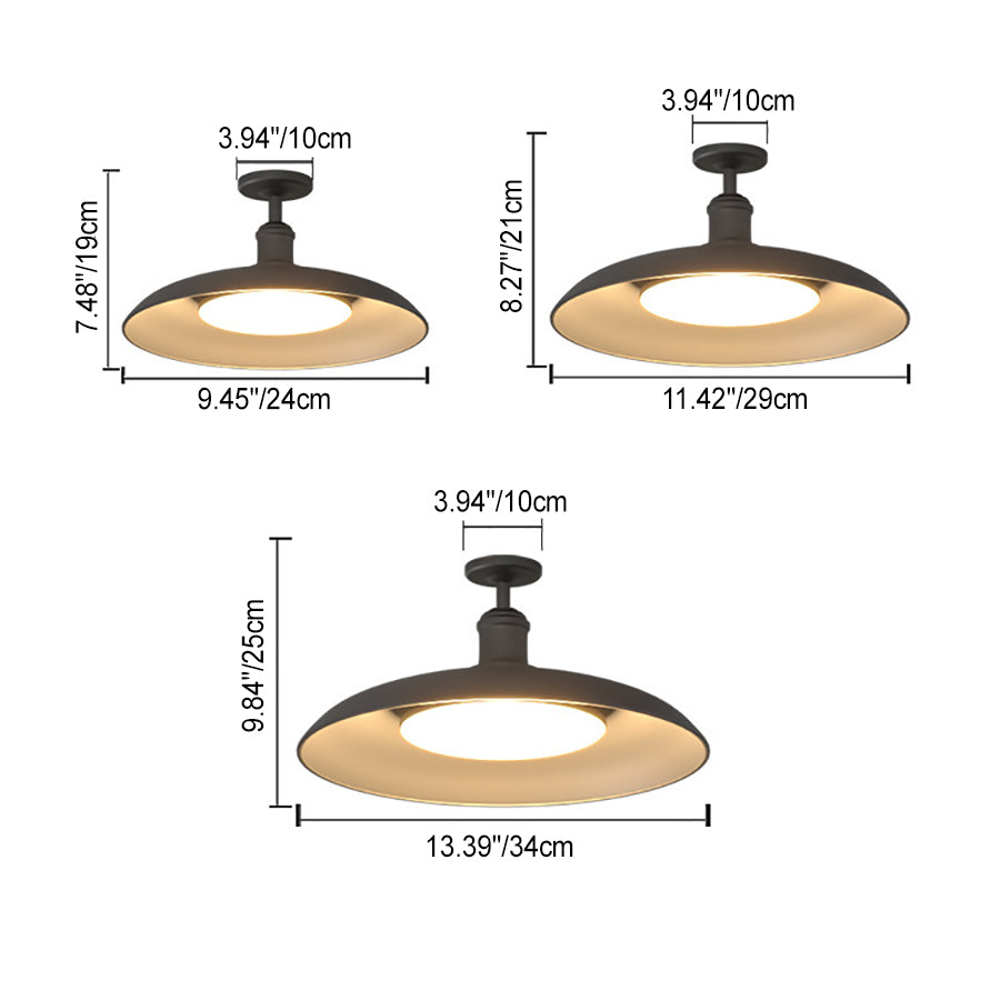 Traditionelle Vintage wasserdichte ausgestellte Zylinder-Scheibenbasis Eisen 1-Licht Semi-Flush Mount Deckenleuchte für Außenpatio | Karnz