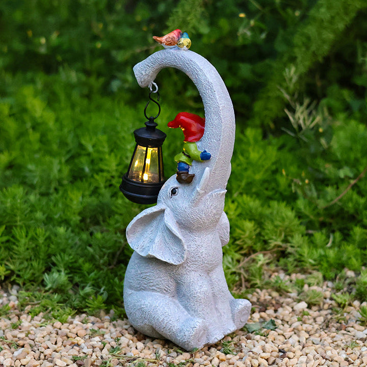Zeitgenössische kreative Solar wasserdichte Elefant Genie Vogel Harz LED Außenlandschaftsbeleuchtung für den Garten | Karnz