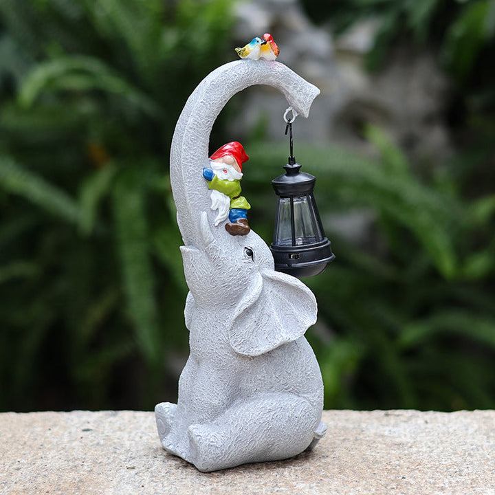 Zeitgenössische kreative Solar wasserdichte Elefant Genie Vogel Harz LED Außenlandschaftsbeleuchtung für den Garten | Karnz