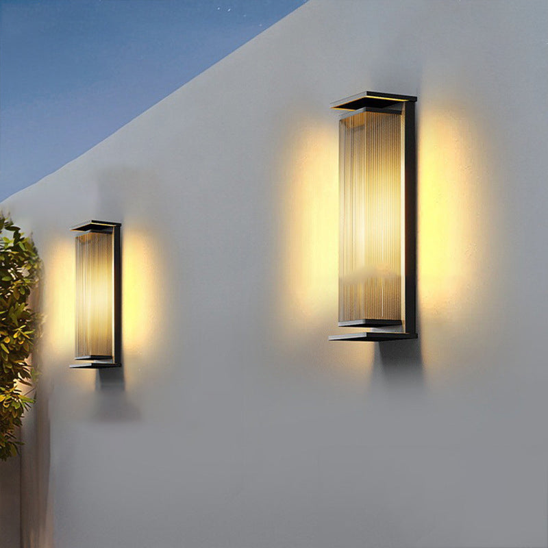 Moderner Minimalistischer Solar-Wasserdichter Rechteckiger Streifen Edelstahl PC LED Außenwandbeleuchtung Lampe Für Garten | Karnz