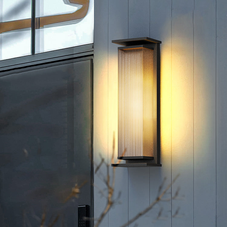 Moderner Minimalistischer Solar-Wasserdichter Rechteckiger Streifen Edelstahl PC LED Außenwandbeleuchtung Lampe Für Garten | Karnz