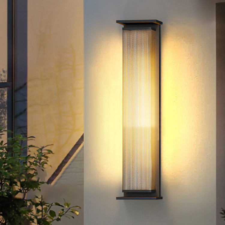 Moderner Minimalistischer Solar-Wasserdichter Rechteckiger Streifen Edelstahl PC LED Außenwandbeleuchtung Lampe Für Garten | Karnz