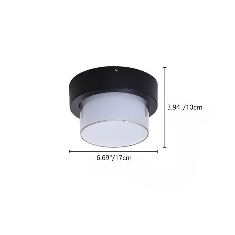 Moderner minimalistischer wasserdichter quadratischer runder Zylinder aus Druckguss-Aluminium Acryl LED Deckenleuchte für Außenpatio | Karnz