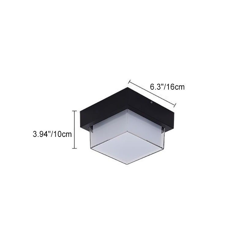 Moderner minimalistischer wasserdichter quadratischer runder Zylinder aus Druckguss-Aluminium Acryl LED Deckenleuchte für Außenpatio | Karnz