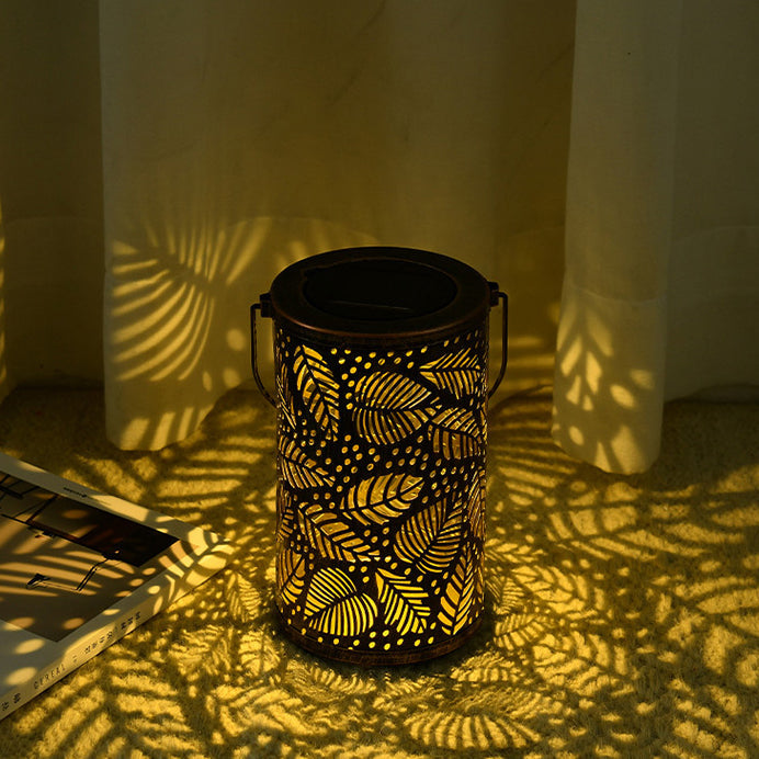Traditionelle Vintage Solar Wasserdichte Zylinder-Skelettbaum Eisen LED Außenlicht für den Garten | Karnz