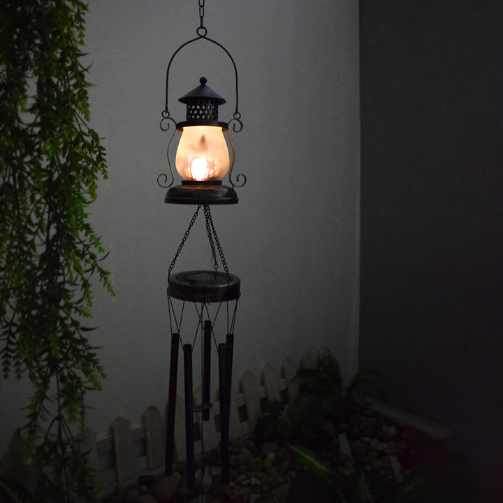 Zeitgenössische skandinavische Solar wasserdichte ovale Scheibe Dreieck Windspiel Eisen Glas Kunststoff LED Außenlicht für Außenpatio | Karnz