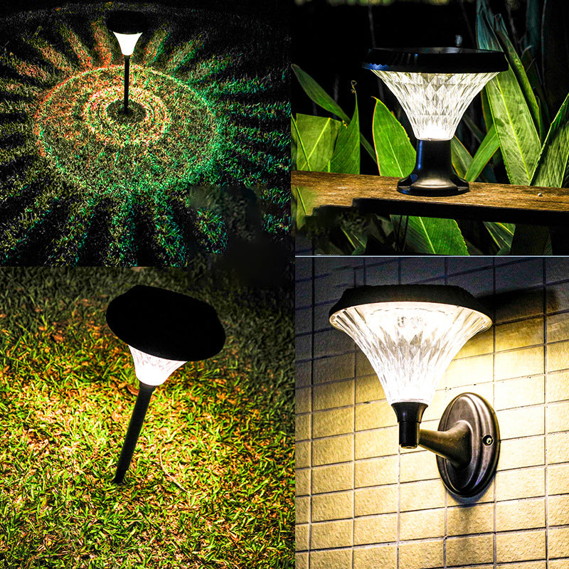 Moderner Minimalistischer Solar Wasserdichter Diamant Runde ABS PC LED Außenlicht Für Außenpatio | Karnz