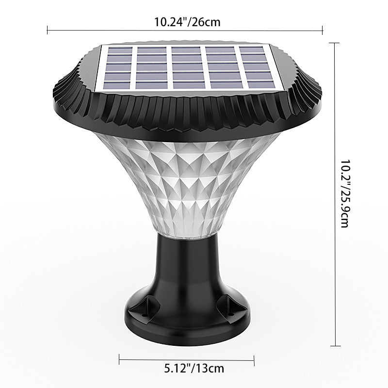 Moderner Minimalistischer Solar Wasserdichter Diamant Runde ABS PC LED Außenlicht Für Außenpatio | Karnz