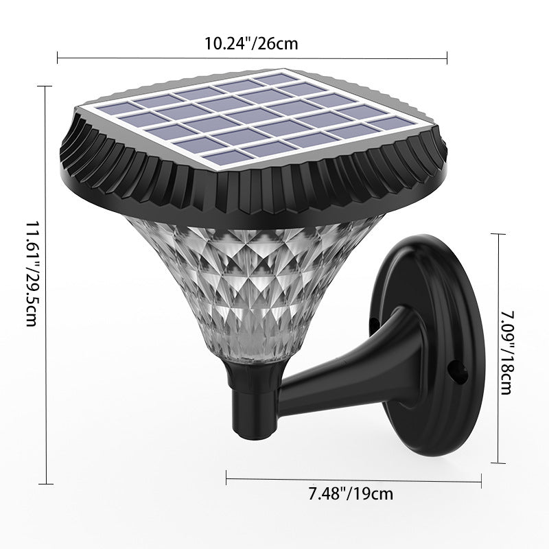 Moderner Minimalistischer Solar Wasserdichter Diamant Runde ABS PC LED Außenlicht Für Außenpatio | Karnz
