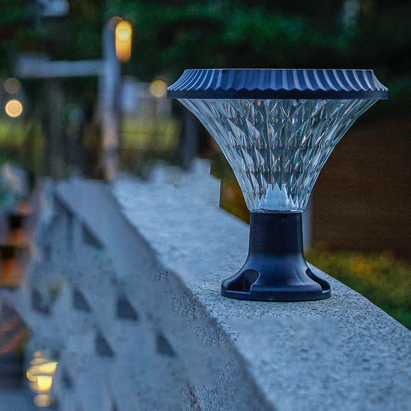 Moderner Minimalistischer Solar Wasserdichter Diamant Runde ABS PC LED Außenlicht Für Außenpatio | Karnz
