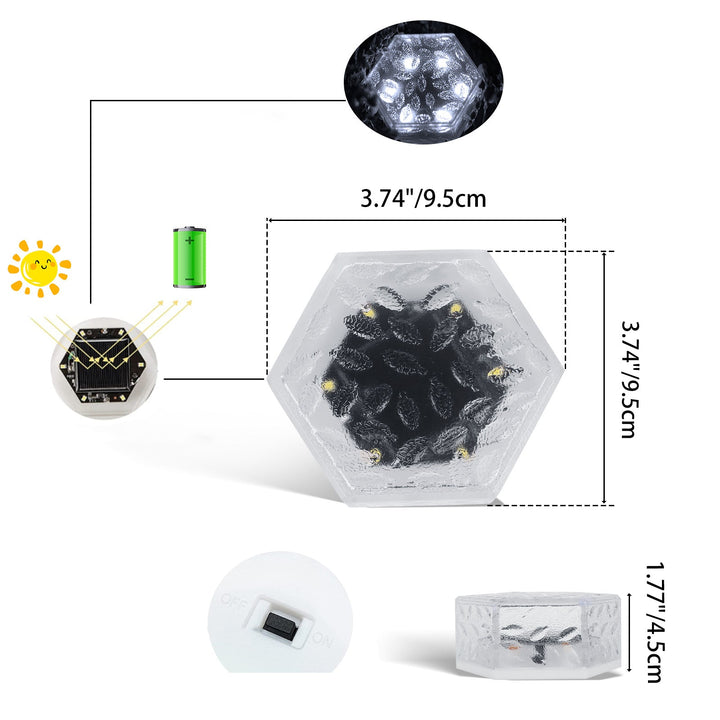Moderner Minimalistischer Solar Wasserdichter Sechseckiger Eiskachel ABS PVC LED Rasen Landschaftslicht Für Outdoor Patio | Karnz