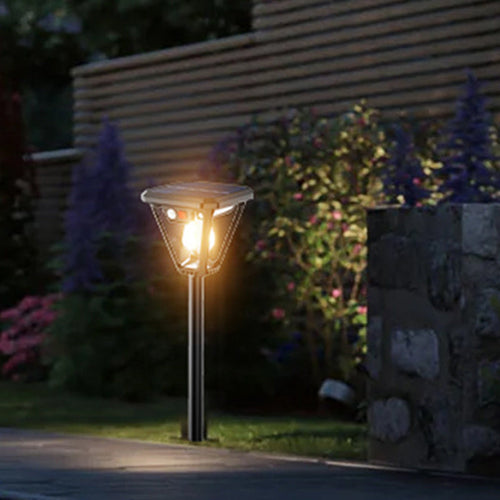 Zeitgenössische industrielle menschliche Körpersensor LED Solar wasserdicht Rasen Einstecklicht für den Außenbereich Patio | Karnz