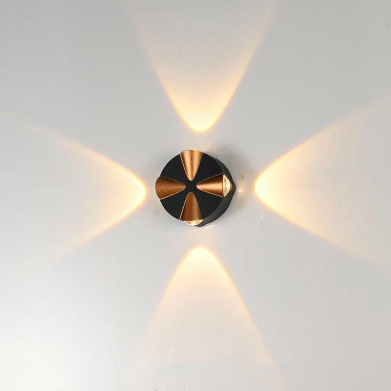 Zeitgenössische Einfachheit Runde Aluminium LED Außenwandleuchte Für Außenpatio | Karnz