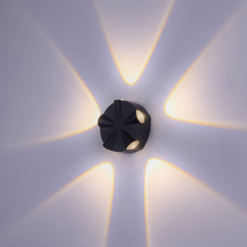Zeitgenössische Einfachheit Runde Aluminium LED Außenwandleuchte Für Außenpatio | Karnz