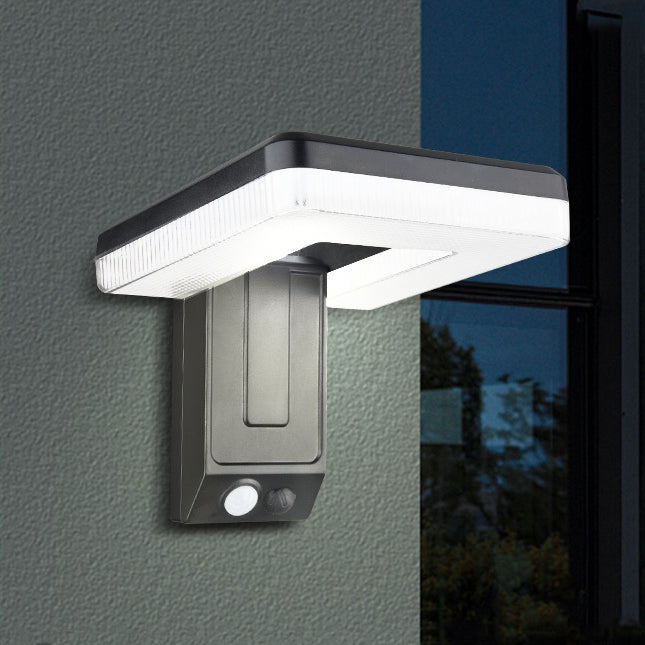 Zeitgenössische industrielle quadratische ABS Solar wasserdichte LED Außenwandlampen für den Garten | Karnz