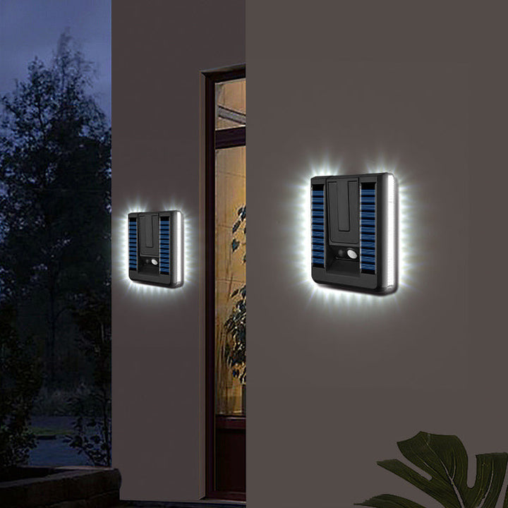 Zeitgenössische industrielle quadratische ABS Solar wasserdichte LED Außenwandlampen für den Garten | Karnz