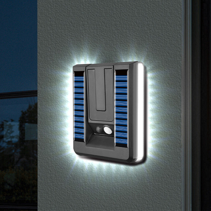 Zeitgenössische industrielle quadratische ABS Solar wasserdichte LED Außenwandlampen für den Garten | Karnz