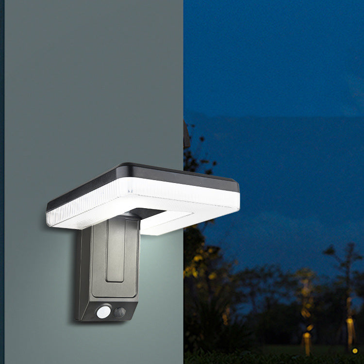 Zeitgenössische industrielle quadratische ABS Solar wasserdichte LED Außenwandlampen für den Garten | Karnz