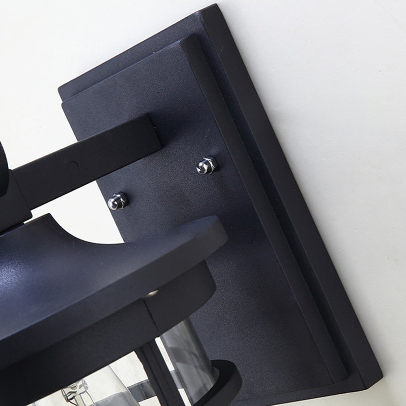 Zeitgenössische industrielle Zylinder Aluminium Glas Shade 1-Licht wasserdichte Wandlaampe für Außenterrasse | Karnz