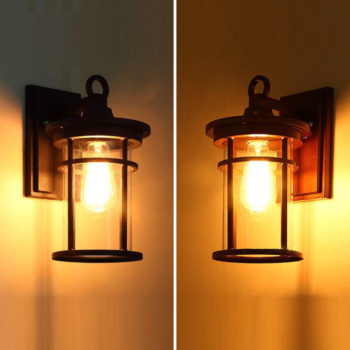 Zeitgenössische industrielle Zylinder Aluminium Glas Shade 1-Licht wasserdichte Wandlaampe für Außenterrasse | Karnz