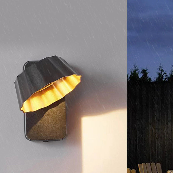 Zeitgenössische industrielle Aluminium gefaltete runde Schirm LED Außen wasserdichte Wandleuchte für den Garten | Karnz