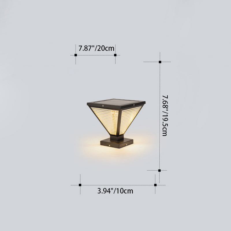 Modern Minimalist Solar Waterproof Square Prismatic Stainless Steel Glass LED Außenleuchte Für Patio | Karnz