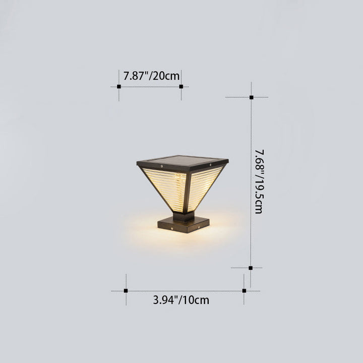 Modern Minimalist Solar Waterproof Square Prismatic Stainless Steel Glass LED Außenleuchte Für Patio | Karnz