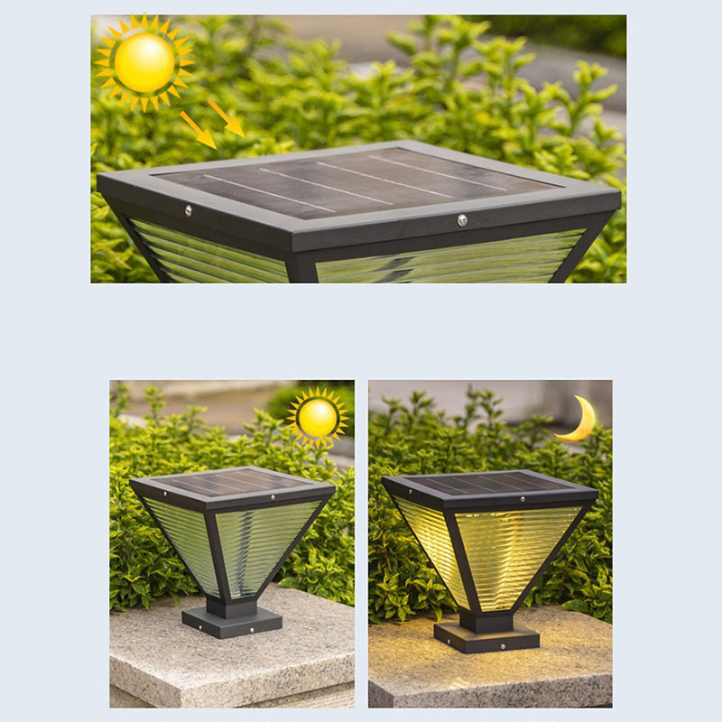 Modern Minimalist Solar Waterproof Square Prismatic Stainless Steel Glass LED Außenleuchte Für Patio | Karnz