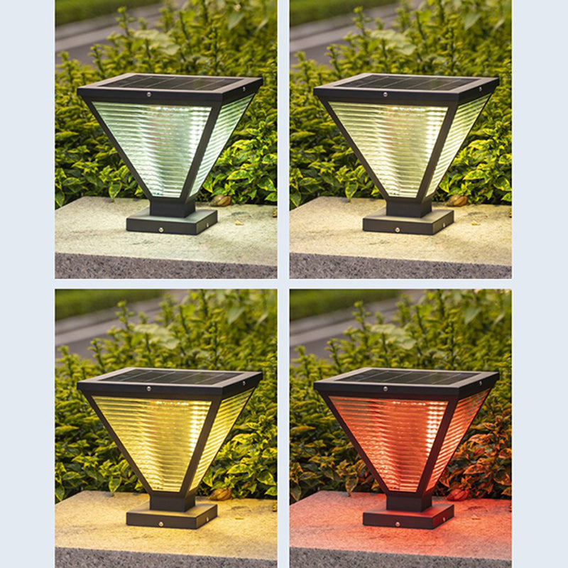Modern Minimalist Solar Waterproof Square Prismatic Stainless Steel Glass LED Außenleuchte Für Patio | Karnz