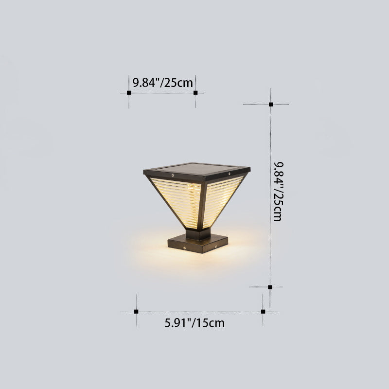 Modern Minimalist Solar Waterproof Square Prismatic Stainless Steel Glass LED Außenleuchte Für Patio | Karnz