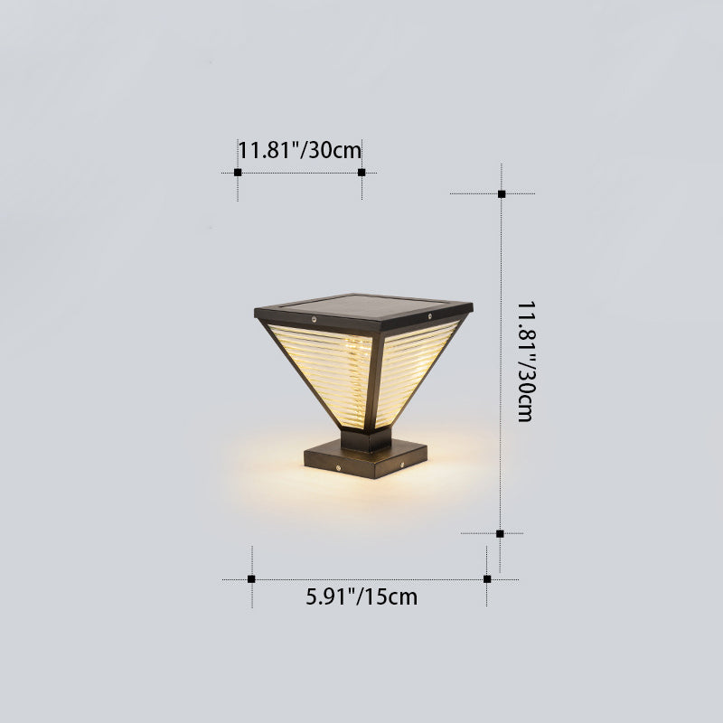 Modern Minimalist Solar Waterproof Square Prismatic Stainless Steel Glass LED Außenleuchte Für Patio | Karnz