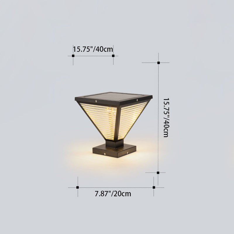 Modern Minimalist Solar Waterproof Square Prismatic Stainless Steel Glass LED Außenleuchte Für Patio | Karnz