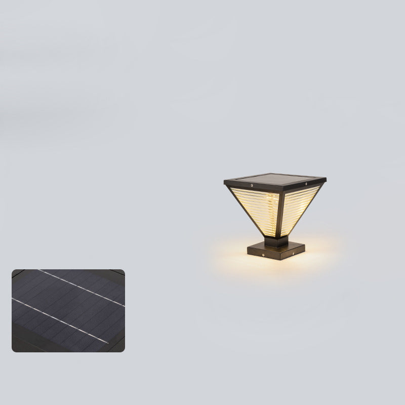 Modern Minimalist Solar Waterproof Square Prismatic Stainless Steel Glass LED Außenleuchte Für Patio | Karnz