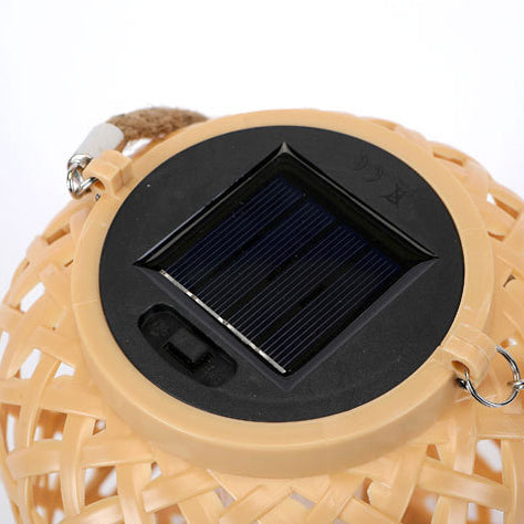 Moderne Art Deco Solar Wasserdicht Imitation Rattan Gewebte Laterne Zylindrische Kunststoff LED Außenlicht Für Garten | Karnz