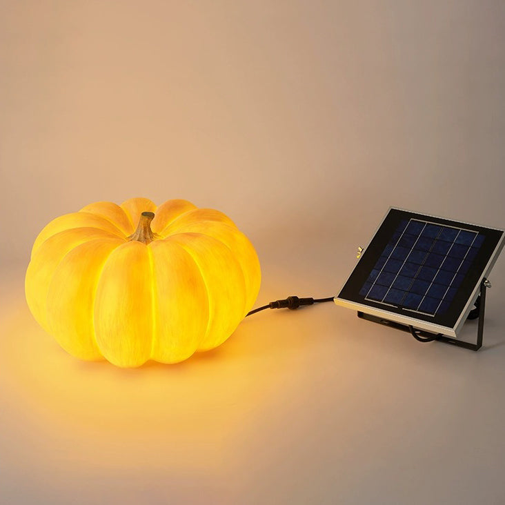 Solarbetriebene, wasserdichte, runde LED-Kürbisleuchte aus Kunstharz für den Außenbereich