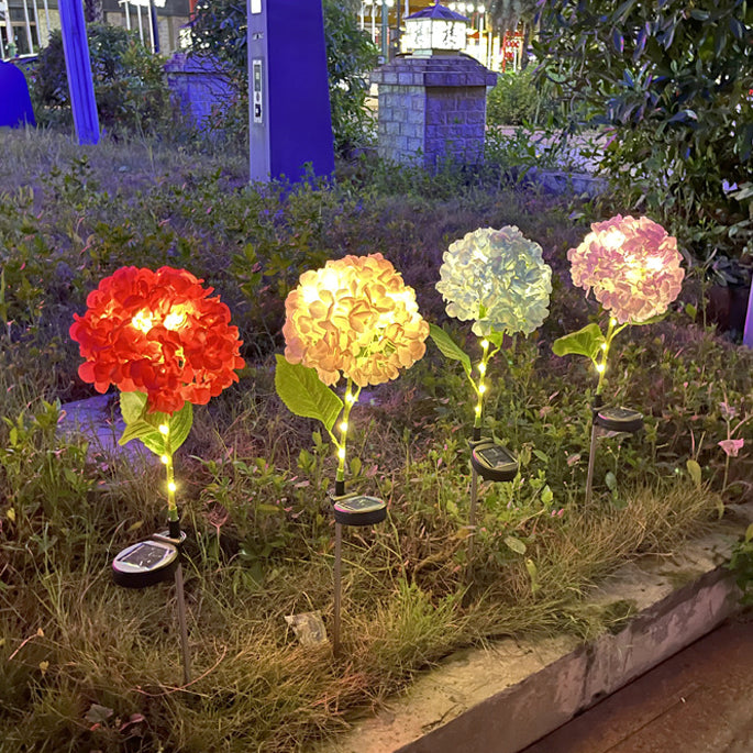 Zeitgenössische kreative solarbetriebenen wasserdichte Hortensie runde PVC Edelstahl LED Außenleuchte für den Garten | Karnz