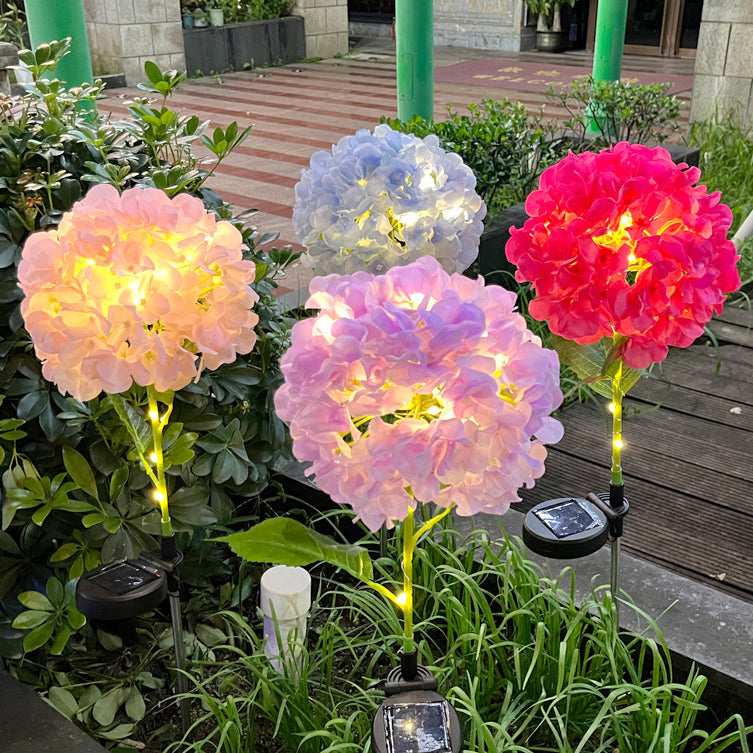 Zeitgenössische kreative solarbetriebenen wasserdichte Hortensie runde PVC Edelstahl LED Außenleuchte für den Garten | Karnz
