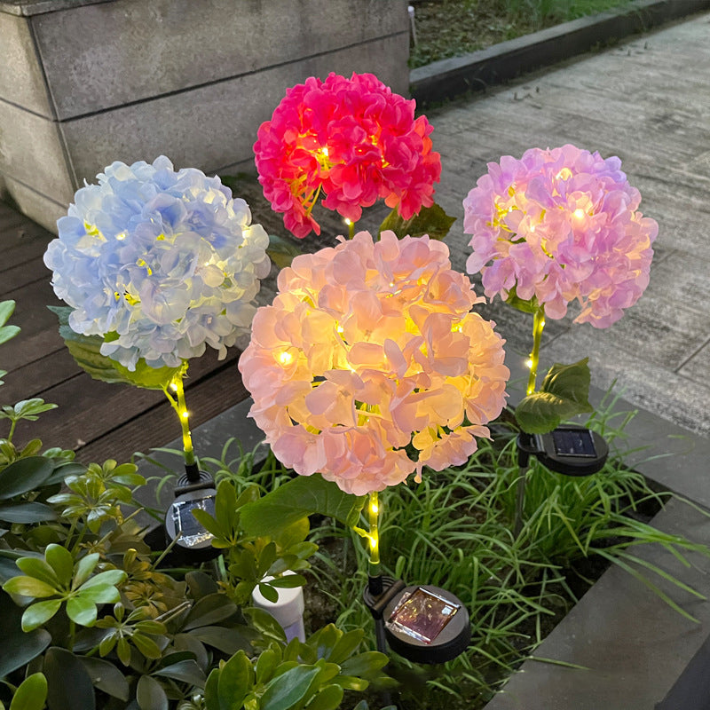 Zeitgenössische kreative solarbetriebenen wasserdichte Hortensie runde PVC Edelstahl LED Außenleuchte für den Garten | Karnz