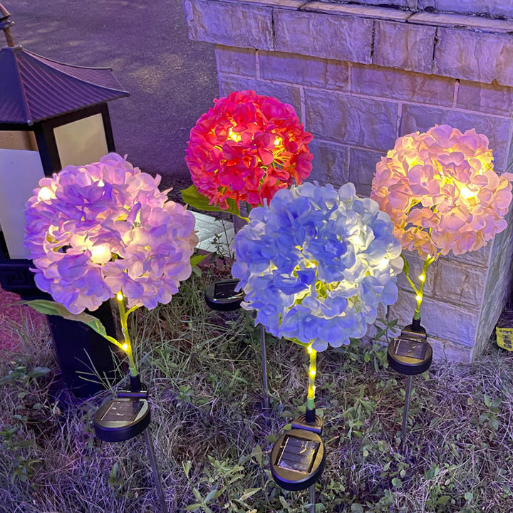 Zeitgenössische kreative solarbetriebenen wasserdichte Hortensie runde PVC Edelstahl LED Außenleuchte für den Garten | Karnz