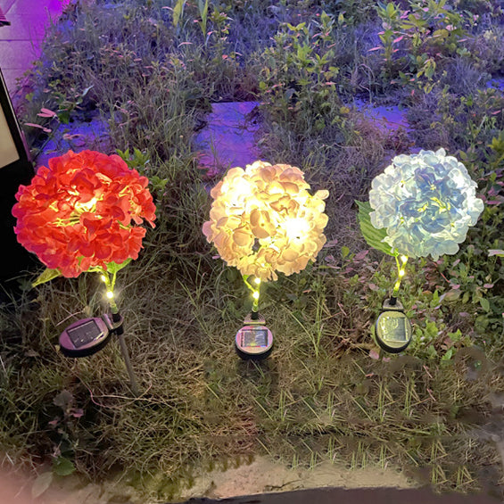 Zeitgenössische kreative solarbetriebenen wasserdichte Hortensie runde PVC Edelstahl LED Außenleuchte für den Garten | Karnz