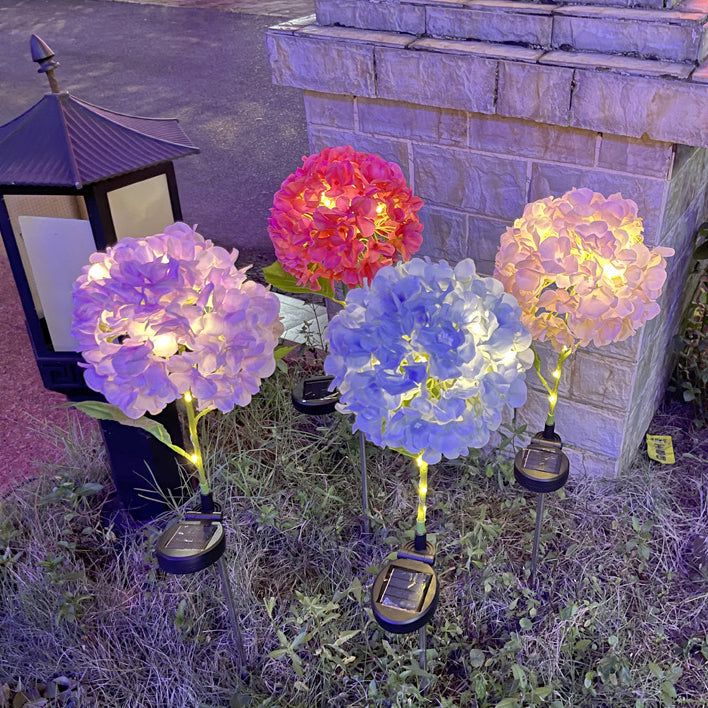 Zeitgenössische kreative solarbetriebenen wasserdichte Hortensie runde PVC Edelstahl LED Außenleuchte für den Garten | Karnz