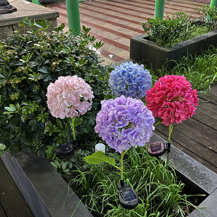 Zeitgenössische kreative solarbetriebenen wasserdichte Hortensie runde PVC Edelstahl LED Außenleuchte für den Garten | Karnz