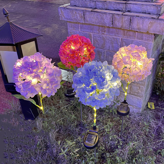 Zeitgenössische kreative solarbetriebenen wasserdichte Hortensie runde PVC Edelstahl LED Außenleuchte für den Garten | Karnz
